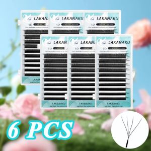LAKANAKU 6 Trays 4D W Shape Eyelash Extensions Volume English Fans Cilios W Shaped Natural Soft  Fiber 4W Lashes