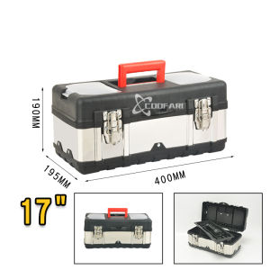 Black 14/17/20 inches Suitcase ToolBox Stainless Steel Toolbox COOFARI Protable Empty Tools Storage Box Organizer Boxes