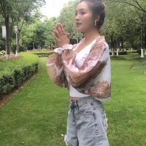 Sunscreen Sleeve WomenS Chiffon Thin Loose Anti UV Drive Cashew Shawl Fashion Quick-Drying Fabric Elasticity Not Tight
