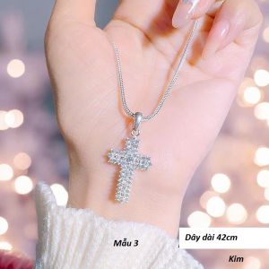 Dây chuyền nữ kèm mặt thánh giá bằng bạc cao cấp MS0247