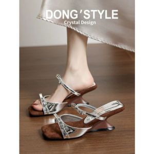 [Free Shipping] 2026 Summer Collection: WomenS Square-Toe Open-Toe Sandals With A Single-Strap Design Featuring A Bow And A Wedge Heel