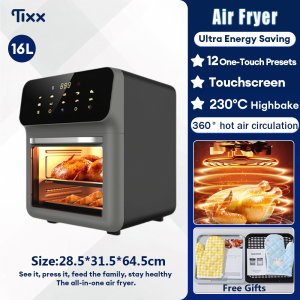 Tixx Air Fryer 16L Large Capacity Multifunction Fryer with Transparent Window Viewing Touch Screen Non-sticky Oil Free