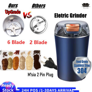 【Malaysia Ready Stock】Powerful Electric Stainless Steel 6 Sharp Blades Coffee Grinder Spices Grinder Portable Grinder For Kitchen & Office