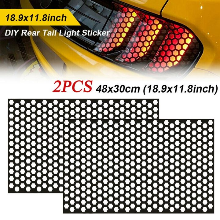 Universal Honeycomb Tail Light Sticker Decal – 48x30cm – Black PVC Protective Cover