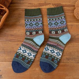 Vớ tất len nam nữ cổ cao retro họa tiết thổ cẩm phong cách vintage thời trang thu đông - Mã TV024