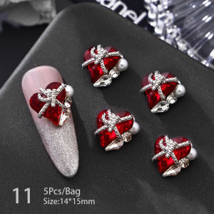 BORN PRETTY 5PCS/Bag Netallic Crystal Pile Drill Handmade Gift Box Tip Bottom Charms Nails Accessories Manicure