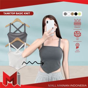 MallMainan-P330 Tank Top Crop Segitiga Model Tali Belakang Silang Atasan Wanita / Tanktop Basic Knit Singlet Crop Cewek Import Korean Fashion
