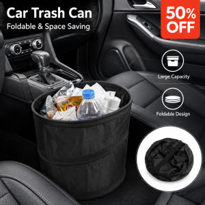 Foldable Car Trash Can Hanging Waterproof Portable Storage Bag for Vehicle Home Boat Black Polyester Ready Stock
