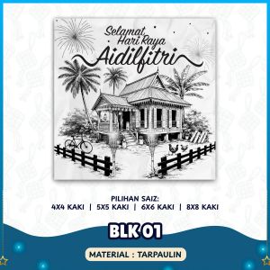 BACKDROP HIASAN DEKO HARI RAYA TEMA LUKISAN KLASIK / HITAM PUTIH PELBAGAI DESIGN 2026