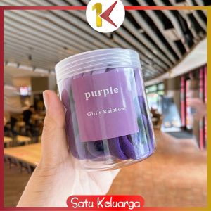 SK-C1109 Set Ikat Rambut Wanita Dewasa Anak Isi 50pcs Free Box Bahan Karet Elastis / Kunciran Donat