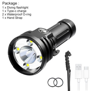 Asafee A50 Professional Super Bright Diving Flashlight Spotlight Floodlight Underwater Scuba Torch SST40 XHP50 LED Outdoor dive light 5 modes 5800LM Underwater Snorkeling Fishing Lantern Waterproof