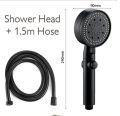 Elegant High-Pressure Stainless Steel Shower Head with 5 Spray Modes and Easy One-Key Stop Button. 