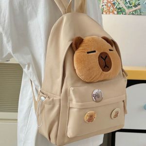 CRNGW Adjustable Shoulder Straps Capybara Backpack Large Capacity Nylon Children Bookbag Cute Water Resistant Cartoon  School Bag Kids