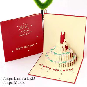 Kartu Ucapan Pop Up Kue Ulang tahun 3D Dengan Lampu Musik