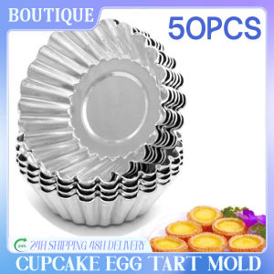 QUIVLOX 50PCS/set Aluminum Cupcake Egg Tart Mold Cookie Pudding Mould Nonstick Cak Baking Cups Baking Mold Pastry Tools