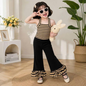Set quần loe bèo phối áo sọc lạ outfit cho bé gái (7-22 kg)