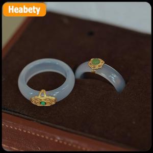 【2-3 ngày giao hàng】 Trung Quốc retro giả ngọc Nhẫn thời trang tinh tế đá đồ trang sức tối giản Hanfu phù hợp với tay đồ trang trí