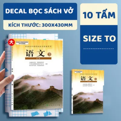 Decal Bọc Sách Bọc Vở 3 Kích Thước Chống Nước Chống Bụi 10 Tờ Bọc Sách Vở Dễ Dàng Sử Dụng Cho Bé