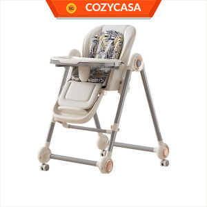 【COZYCASA】2-in-1 Baby High Chair and Rocker / 6-Level Height Adjustment / Double Tray / Reclining Seat / Foldable