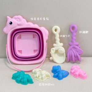 Childrens Beach Toys Complete Set of Sand Digging Shovel Tools Portable Folding Beach Bucket