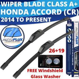 AutoFlux Wiper Blade Class A+ Honda Accord (CR) 2014 to Present FREE Windshield Glass Washer 26+19