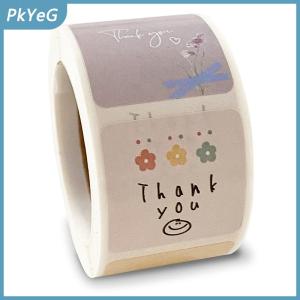 PkYeG 300 chiếc cuộn nhãn dán hình hoa Cảm Ơn hoạt hình dễ thương nhãn dán niêm phong nhãn phong bì