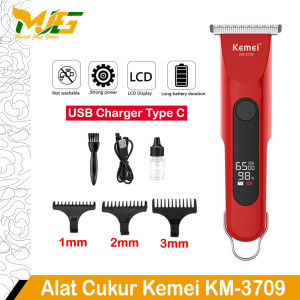 Mesin Potong Rambut Kemei KM-3709 LCD Display Alat Cukur Elektric Hais Clipper USB Cas