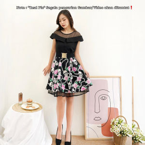 RED Clara Dress 708/Terusan Import Premium Quality/Gaun Wanita Scuba/Dress A-Line/Gaun Pesta