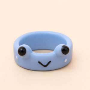 2PCS Colorful Luminous Acrylic Frog Rings Women Polymer Clay Resin Rings for Girls Animal Ring Summer Fashion Travel Jewelry Gifts