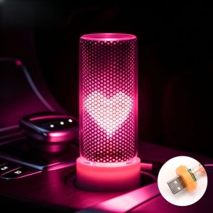 Mini USB Heart LED Car Ambient Mood Lamp Plug and Play Romantic Love Heart Decorative Atmosphere Light Interior Night Lighting