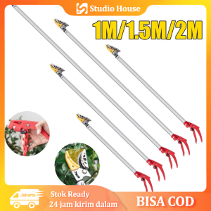 1/1.5/2M gunting dahan tarikGunting pemetik buah pemetik buah Tree Pruner Galah Tongkat Pemotong Gergaji Gunting Dahan Ranting