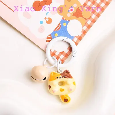 Móc khoá mèo donut kèm chuông nhiều màu dễ thương treo balo thú bông đồ handmade | Xiaoxingyarn
