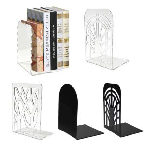 ETQT Durable Acrylic Book Display Stand Space-saving Stationery Transparent Black Bookshelf Simple Decorative  Acrylic Book Storage Rack for Office