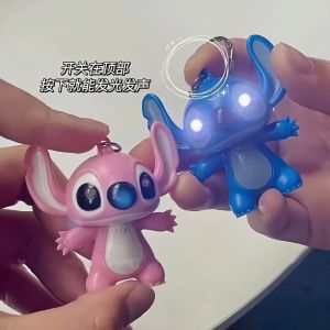 Stitch LED Keychain Cartoon Figures Glowing Night Light Cartoon Lilo & Stitch Pendant Keyring Ornament Kids Toys Gifts