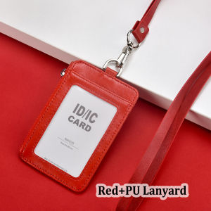NEW 2023 High Quality Fashion Oil wax Leather Zip Multi-card Slots Staff Office Worker Student Card Holder Badge Access Control Business PU Lanyard Zipper Work Permit