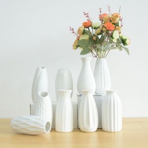 UGMN936159 Imitation Ceramic Nordic Flower Vase Creative Simple Flower Arrangement Container Modern Durable Plastic Flower Pot Home Decoration