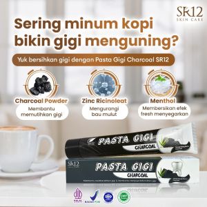 PASTA GIGI CHARCOAL SR12/ PASTA GIGI PEMUTIH GIGI KUNING/ ODOL PERONTOK KARANG GIGI AMPUH
