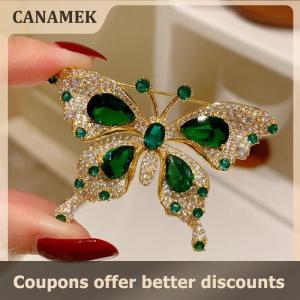 【 CANAMEK 】 Classic Exquisite Butterfly Brooches Pins Women Shiny Rhinestone Insect Lapel Pins Badges Party Banquet Jewelry Accessory Gift