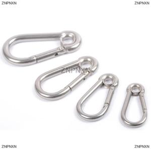 [COD] ZNPNXN M4 M5 M6 M7 M8 Stainless Steel Carabiner Carbine Snap Hook with Eyelet Spring Buckle Key Ring