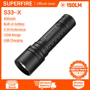 SUPERFIRE S33-X 7W Mini LED Flashlight USB Rechargeable EDC Torch for Camping Fishing Outdoor Emergency Lighting Lantern