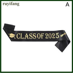 ruyifang Tốt Nghiệp Trang Trí Lớp 2025 Satin Sash Long Lanh Màu Xanh Đen Chúc mừng Tốt Nghiệp Đảng Trang Trí Nguồn Cung Cấp