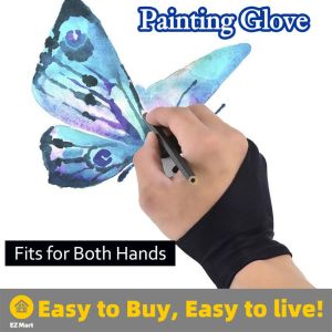 【Fast Shipping】 Anti-Fouling Artist Glove For DrawingBlack 2 Finger Painting Digital Tablet Writing Glove For Art Students Arts Lover Drawing Gloves