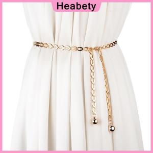 Heabety Women Fashion Belts Luxury Designer Belt Retro Silver Carved Hollow Out Chain Belt for Women Elegant Round Metal Women Belt