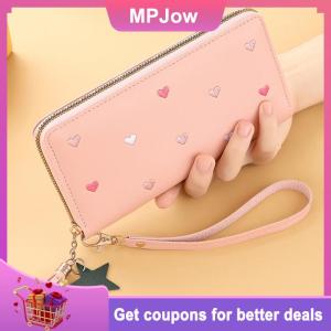 【MPJow】 New Long Women Wallet With Heart-Shaped Korean Style Tassel Embroidery Card Holder For Women