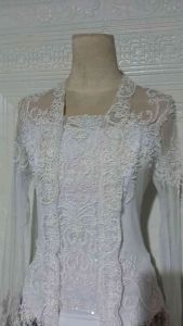 set kebaya payet kutubaru kekabya putih + rok prisket