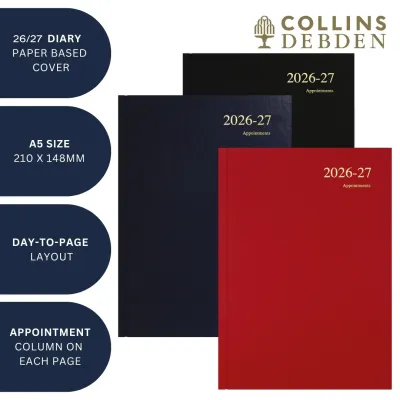 2026-2027 - Mid/Academic Year Planner with Appointments - 13 Month A5 Day-to-Page Diary - Collins Debden Essential Range