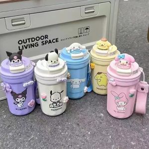 MMLUCK Pocchacco Kuromi Thermos Bottole Pompompurin My Melody Cinnamoroll Water Bottle Dustproof Leakproof Stainless Steel Thermos Cup Outdoor