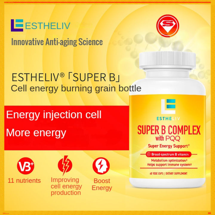 ESTHELIV Kompleks Super B Dengan Sokongan Tenaga PQQ Vitamin Spektrum B ...