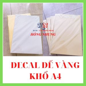 [SALE] Giấy In Decal A4 Đế Vàng Siêu Dính Xấp 100 Tờ Rẻ Đẹp Mặt Giấy Mịn