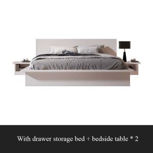 (Free delivery＆installation) Pre Order White Platform Bed Nordic Modern Storage Bed Household Small Size Bed
